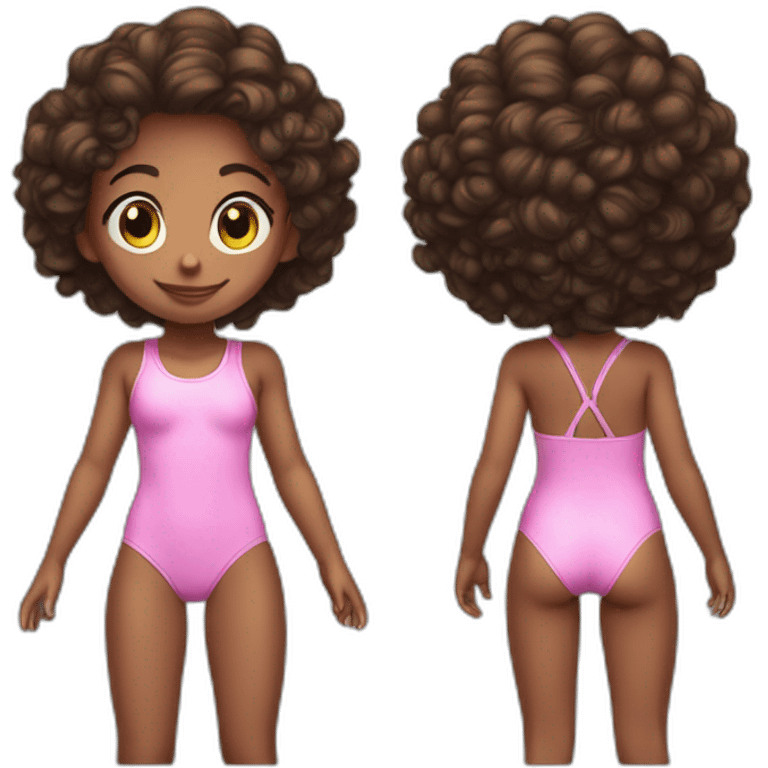 full body little girl pink one-piece swiimsuit cute adorable emoji