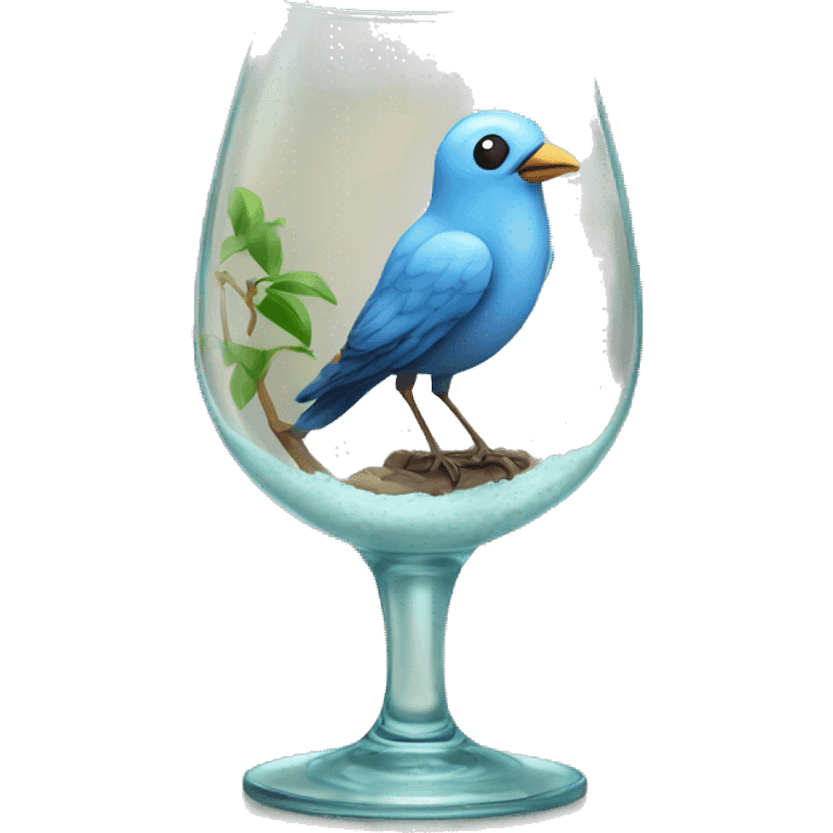 Bird into glass emoji