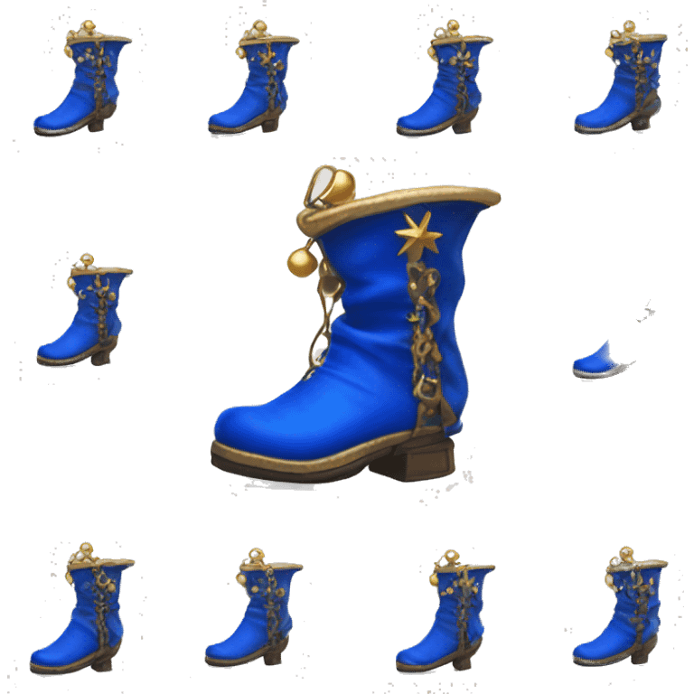 Realistic isolated royal blue elf boots with bells. emoji