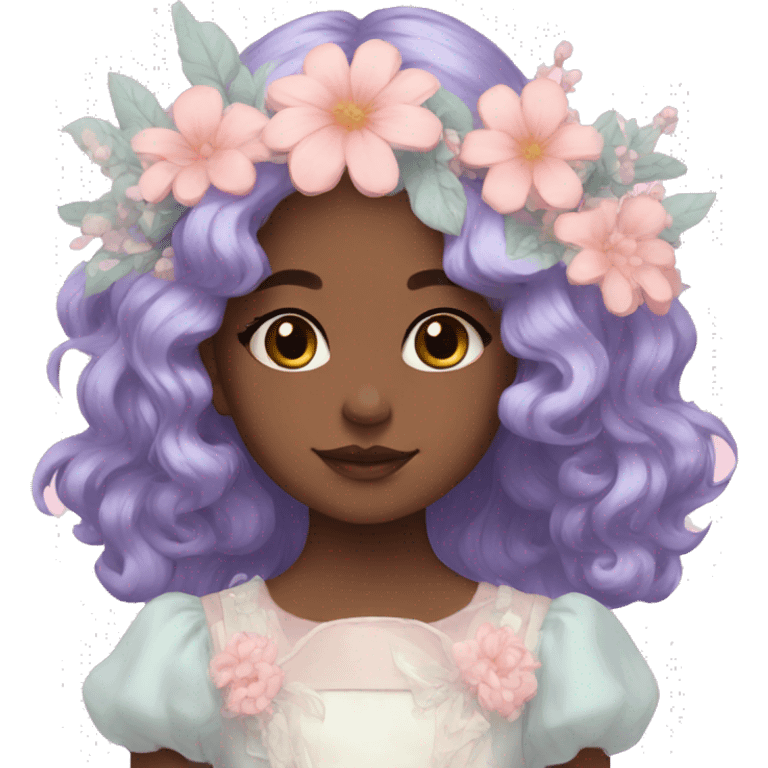 Dreamy pretty pastel flower girl aesthetic emoji