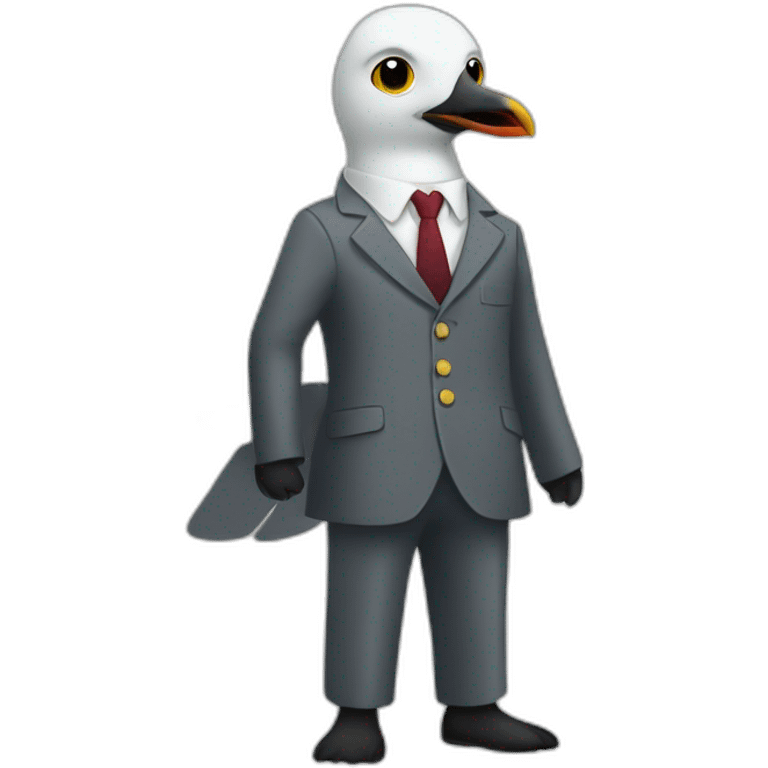 a seagull dress as secret agent emoji