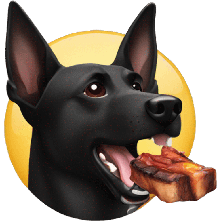 black belgian malinois head eating bbq emoji