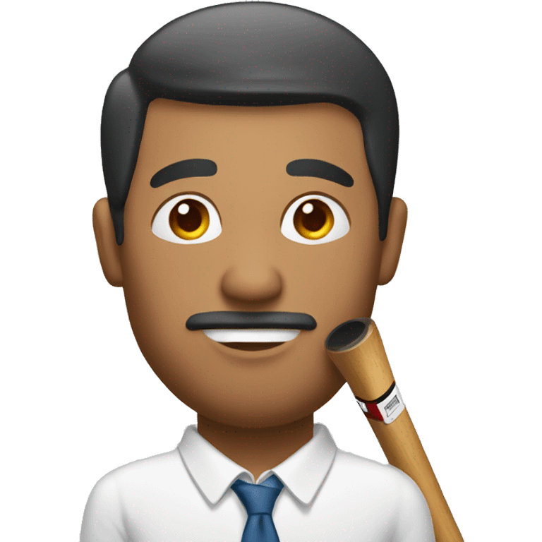 man at presentation board with stick emoji