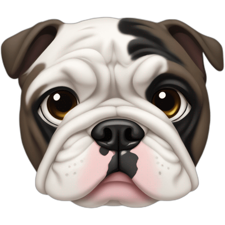 Bulldog francés macho blanco con mancha negra en un ojo emoji