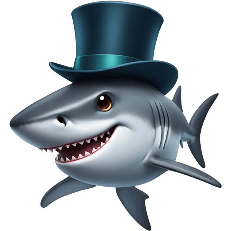 Shark with a top hat emoji