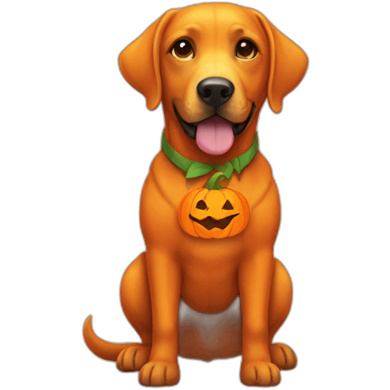 Labrador dressed as pumpkin emoji