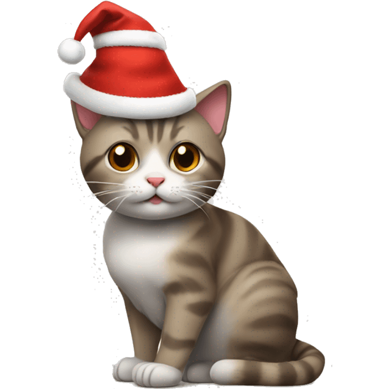 Cat with a Christmas hat emoji