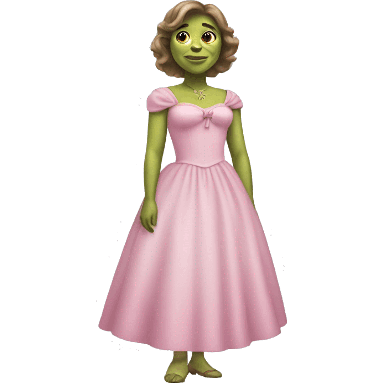 Shrek in bow light pink dress emoji