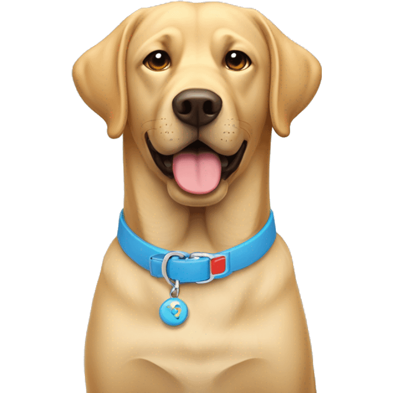 Labrador con un collar con la C y un lazo emoji