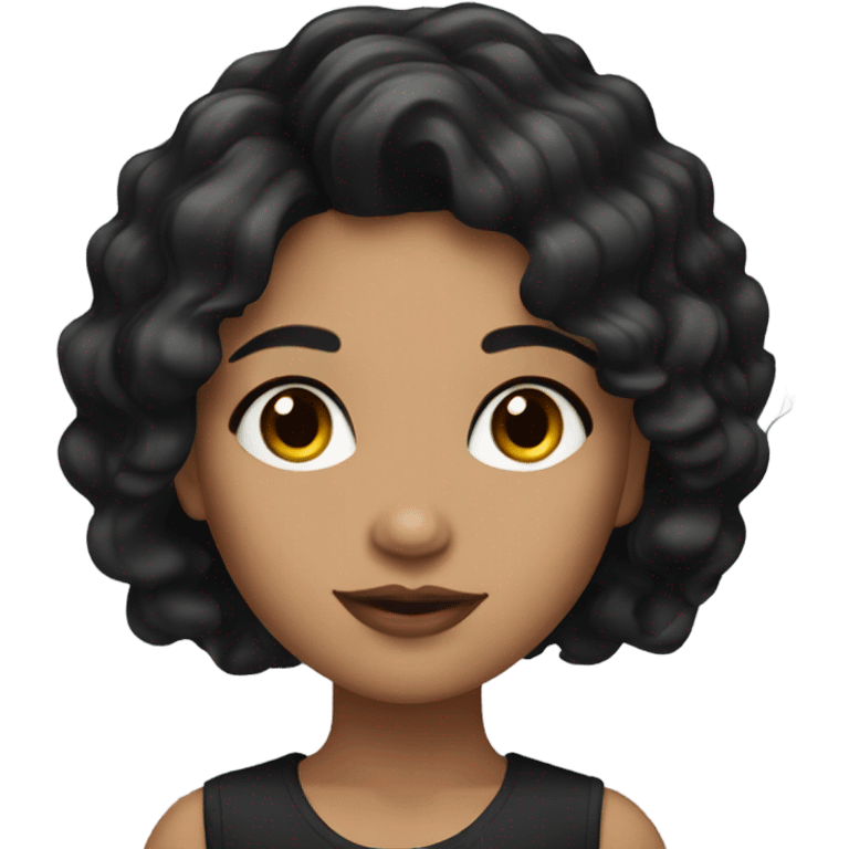 girl with black wavy hair with latina makeup emoji