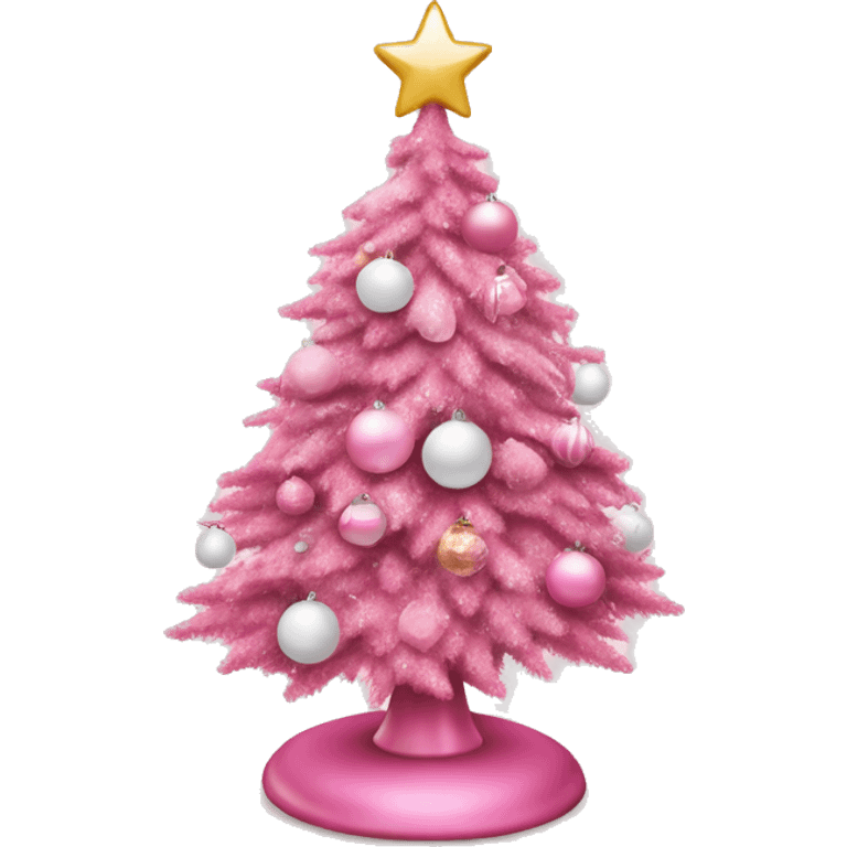 Pink Christmas tree with white and pink ornaments  emoji