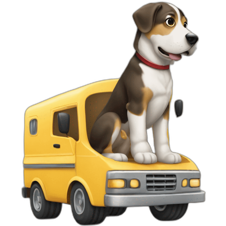 Un chien qui conduit un camion emoji