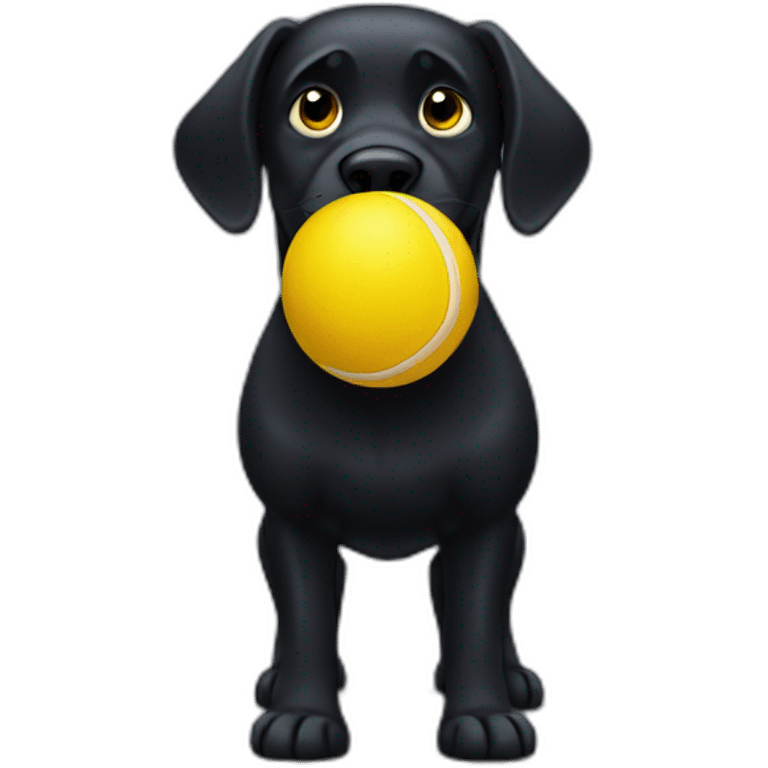 Big black dog with yellow ball emoji