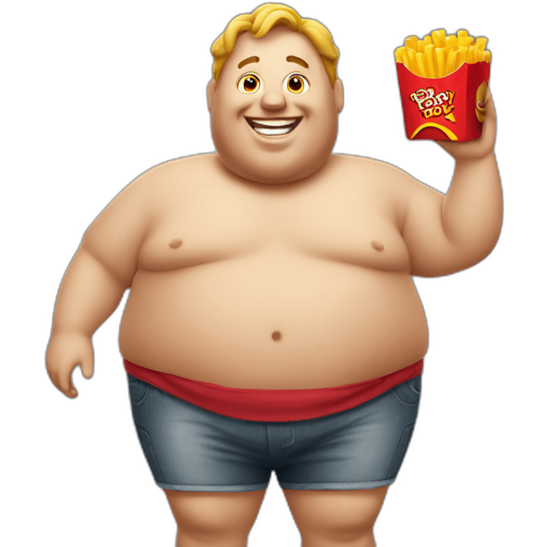 obese man with happy meal emoji