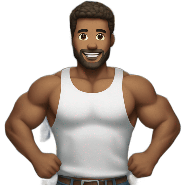 man with beer cans instead of biceps emoji