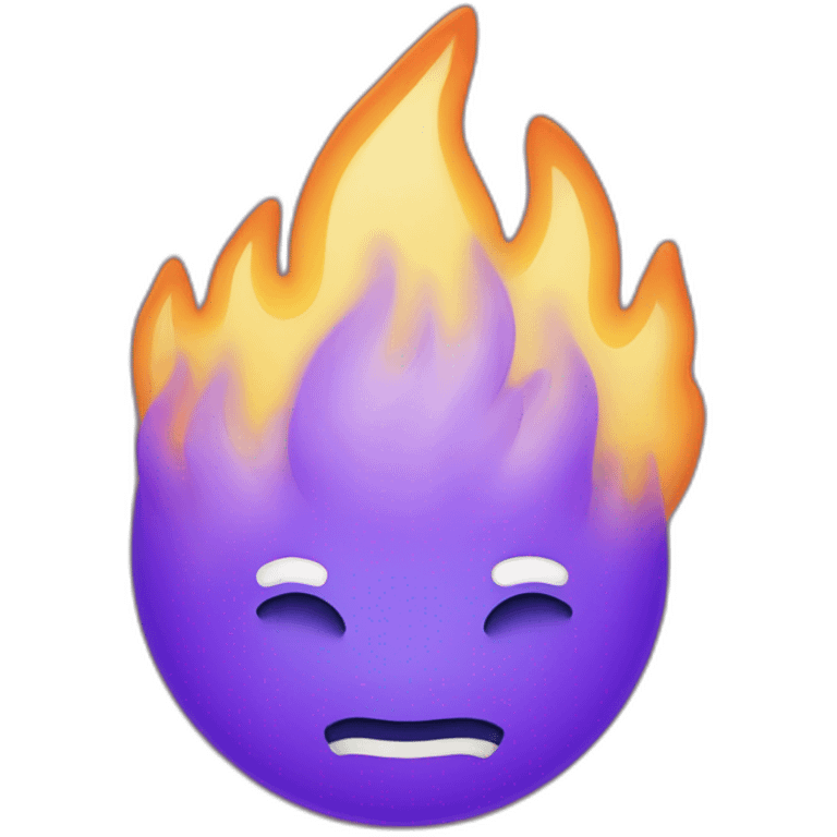 Cœur violet avec des flammes bleus emoji