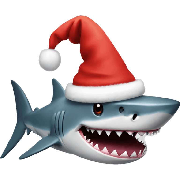 Shark with a Christmas hat emoji