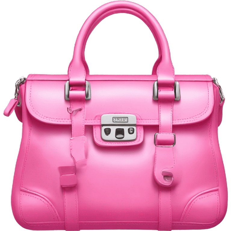 Realistic bubblegum pink designer satchel purse. emoji