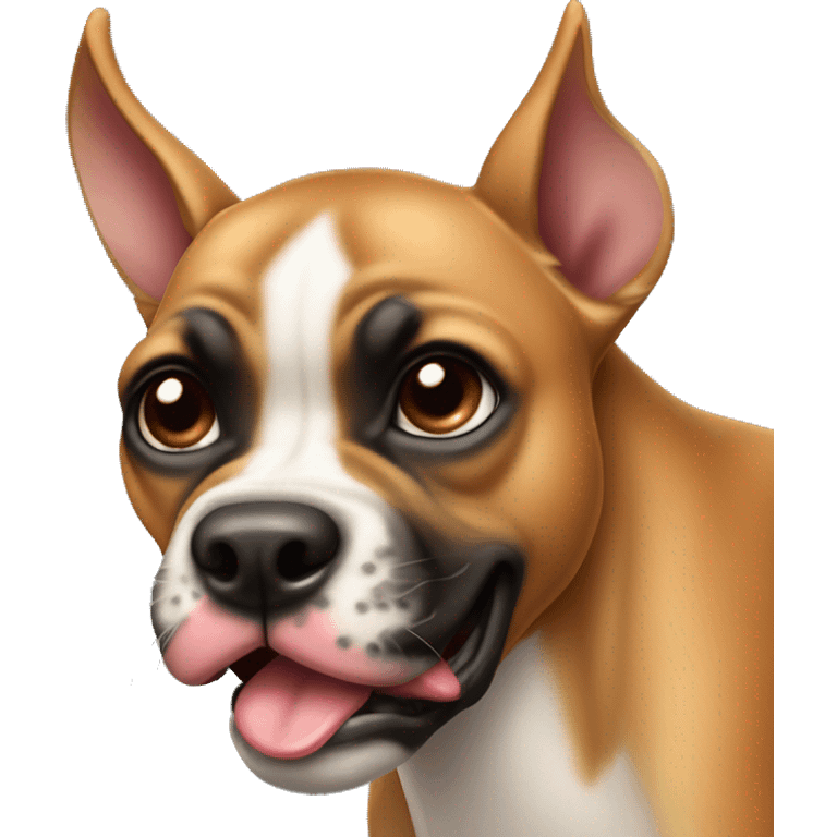 Fawn boxer with under bite, tongue sticking out emoji