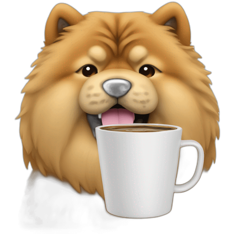 chow chow with travel mug coffee emoji