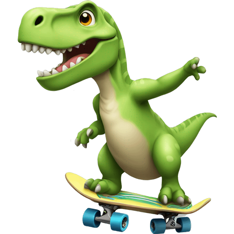 Dinosaur with skateboard emoji