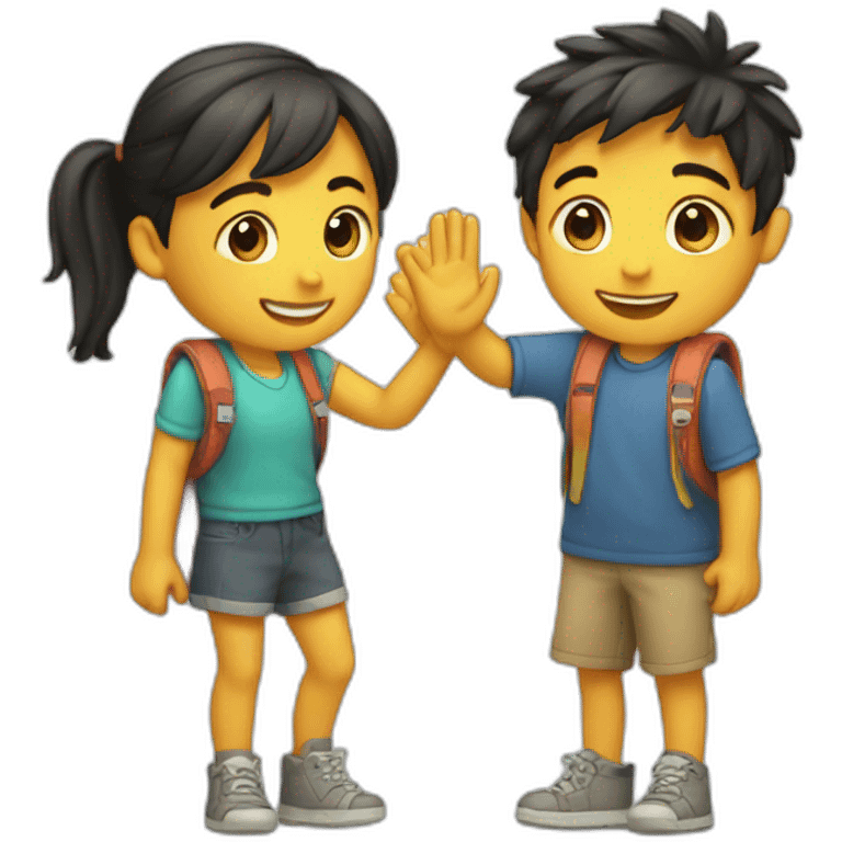 Boys and girl high five emoji