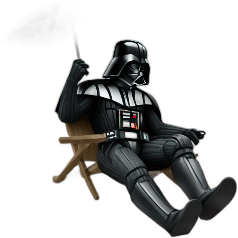 darth Vader lounging on the beach under an umbrella while drinking a piña colada emoji