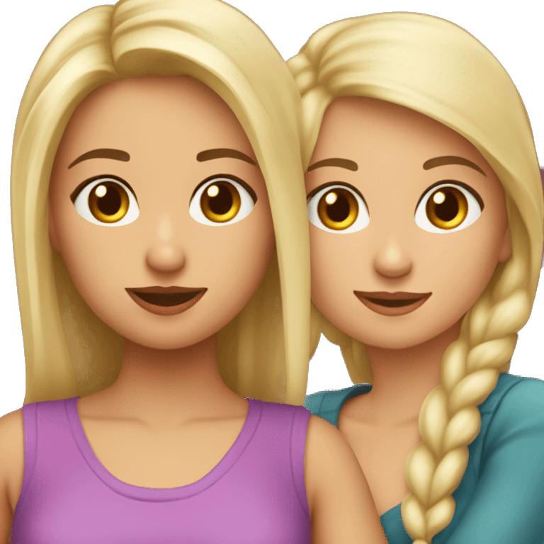 Dos amigas una morena y la otra rubia con este corazon💗 emoji