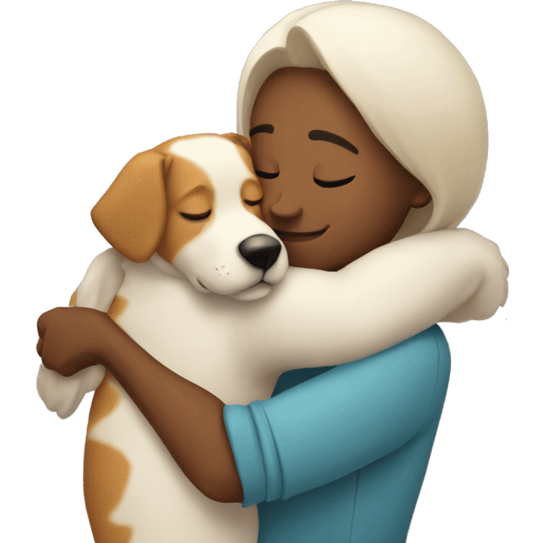 cuddling with dog emoji