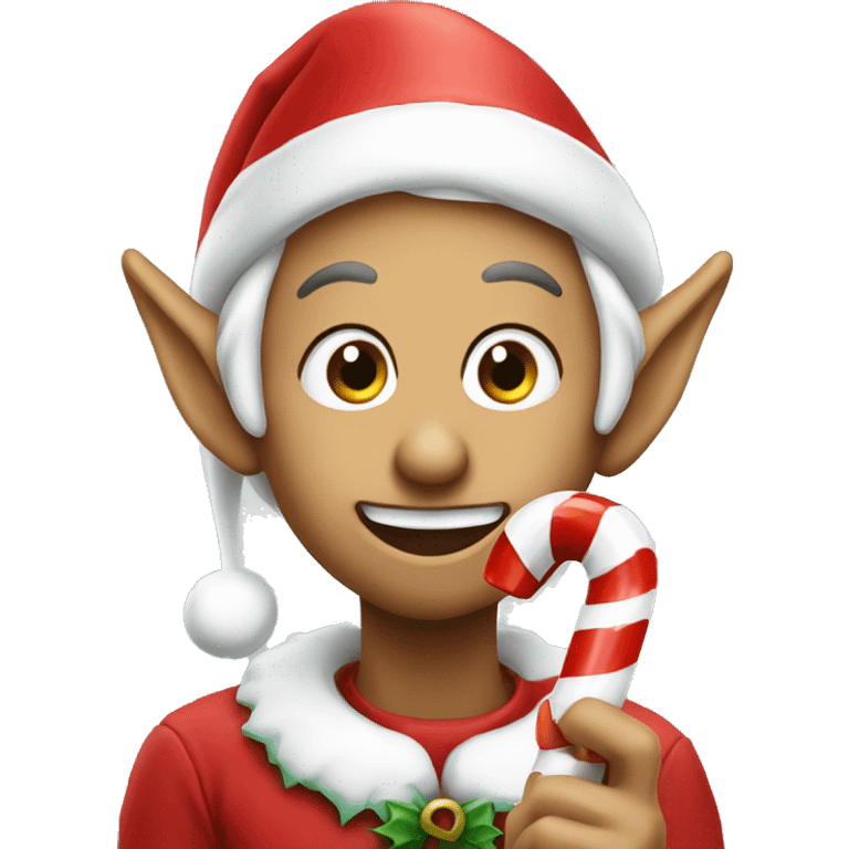 an elf eating a candy cane emoji