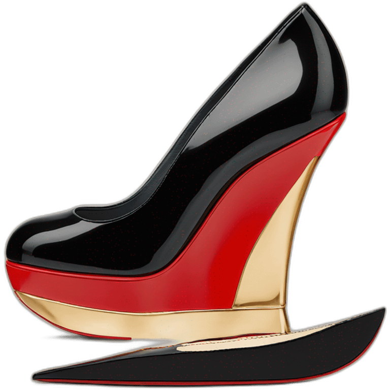 One WEDGE heel LOUBOUTIN black leather PATENT emoji