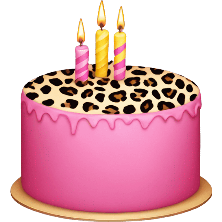 Pink Birthday cake with Leopard Print  emoji