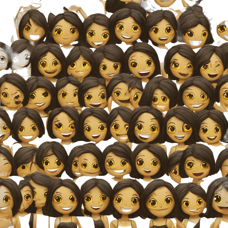 Grupo de mujeres felices con playeras negras emoji