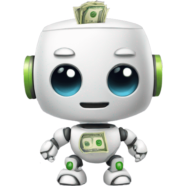 Cute robot with money emoji