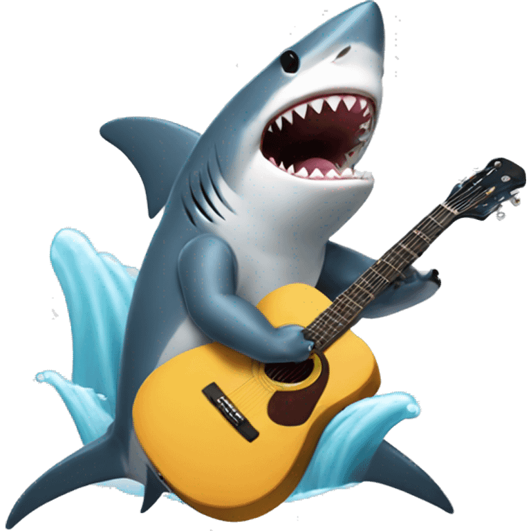 Shark playing guitar while surfing  emoji