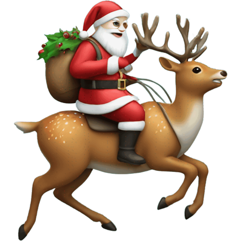 Santa riding a rain deer  emoji