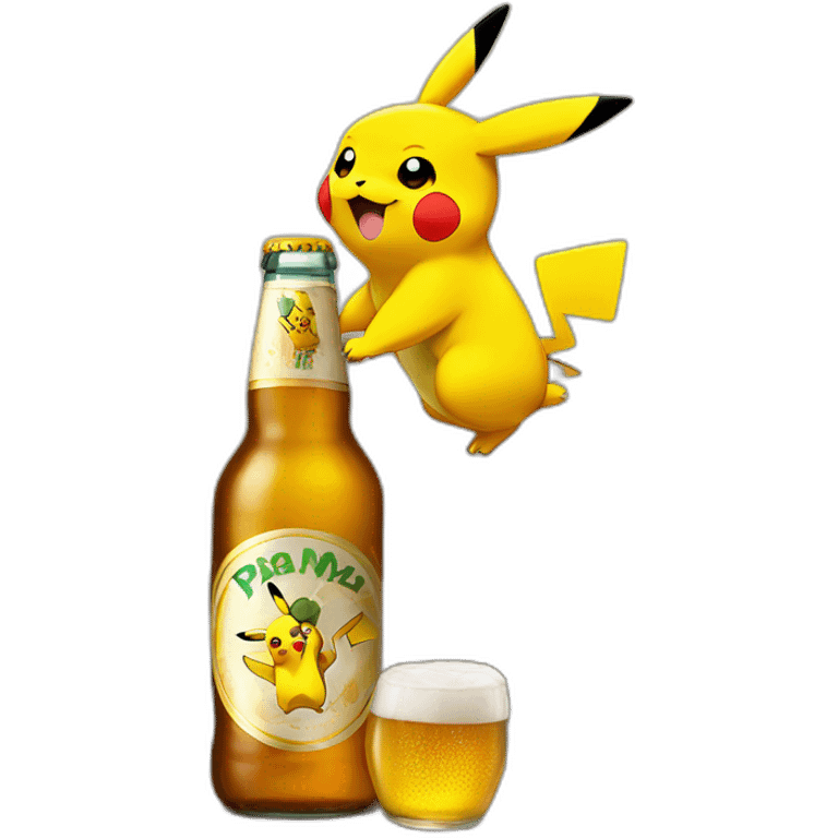 Pikachu qui boit une bière emoji