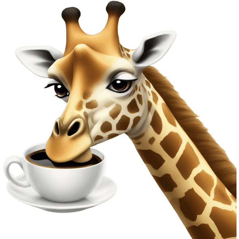 Giraffe with a cup of coffee emoji