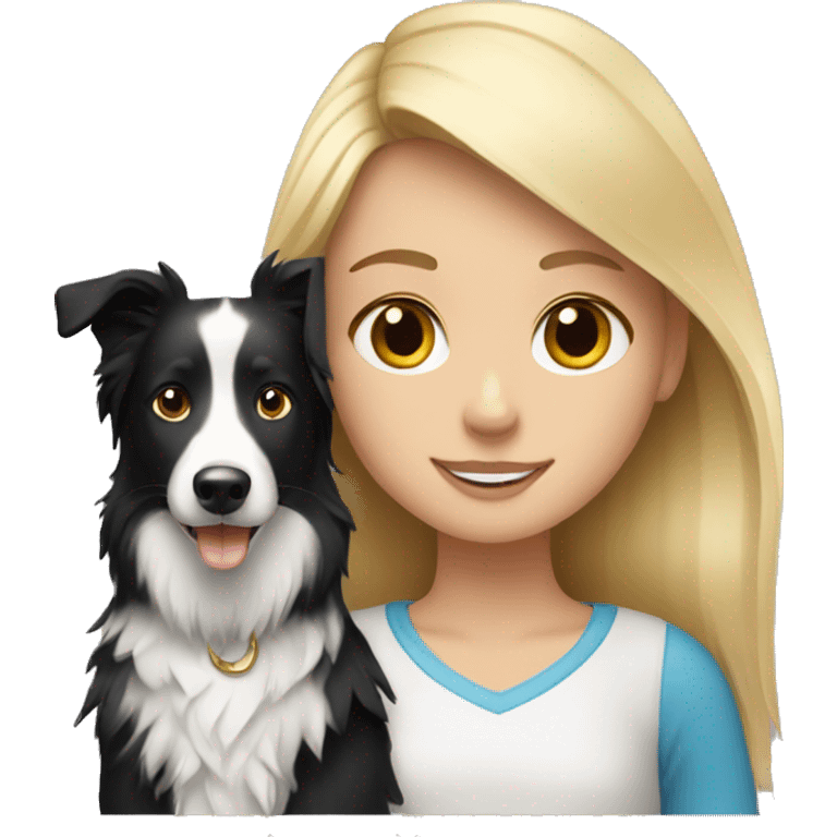 Blonde girl with border collie emoji