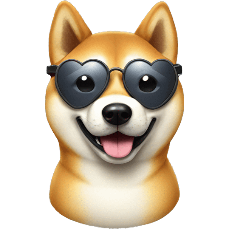 Shiba inu with heart glasses emoji