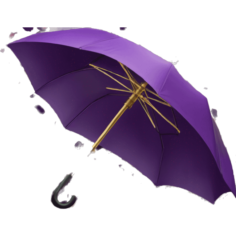 Realistic purple leopard print pattern umbrella with metallic gold handle. emoji