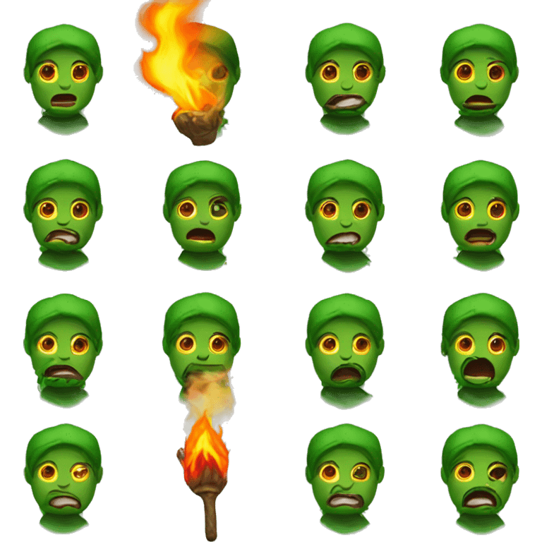 Diablo botando fuego verde por la boca  emoji