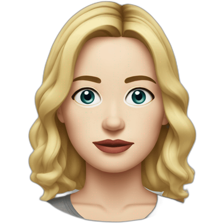 blonde Emily blunt serious cartoon wearing tee emoji