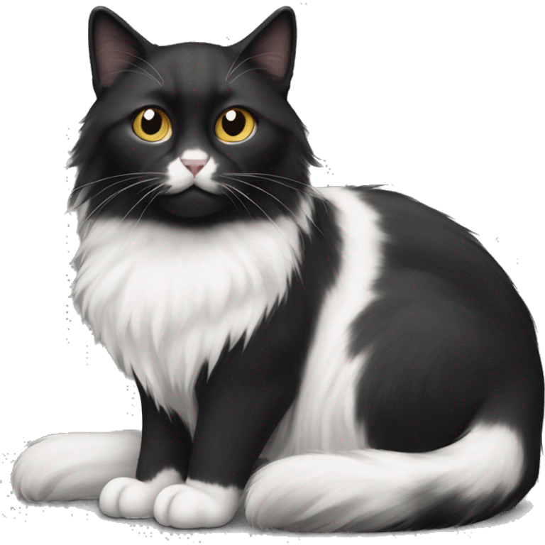 half black and half white long hair cat emoji