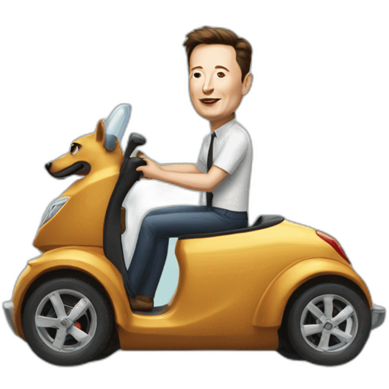 elon musk driving sausage on wheels emoji