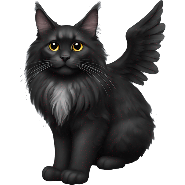 Black Maine coon with  big Angel’s wings emoji