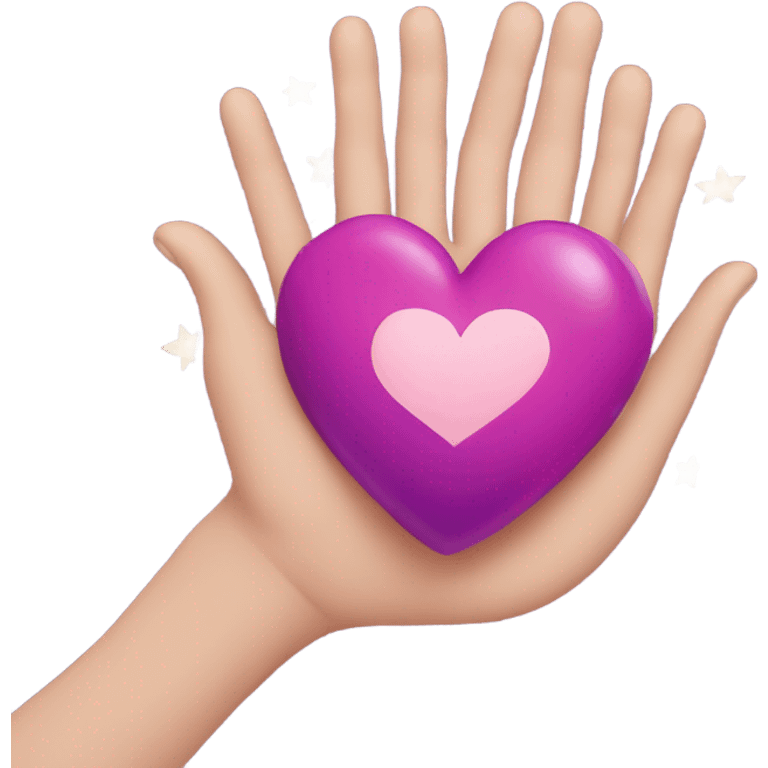 hands holding a heart with stars around it emoji