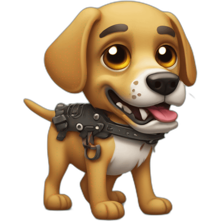 perro zombie rockero con chupa chup emoji