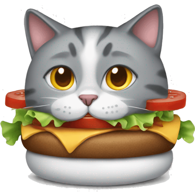 grey cat in burger emoji