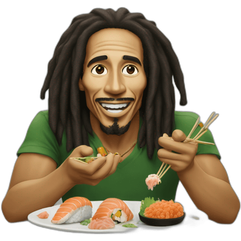 Bob Marley qui mange des sushis emoji